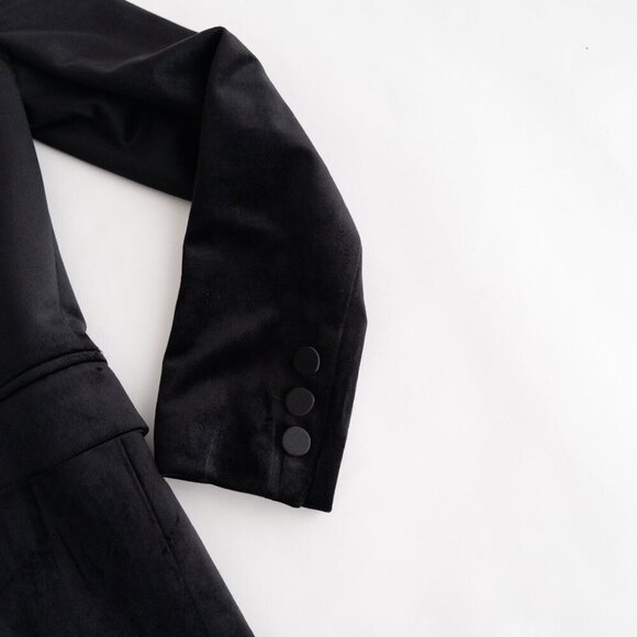 Vicolo Black Single Button Velvet Satin Lapel Collar Designer Blazer S - Picture 5 of 14